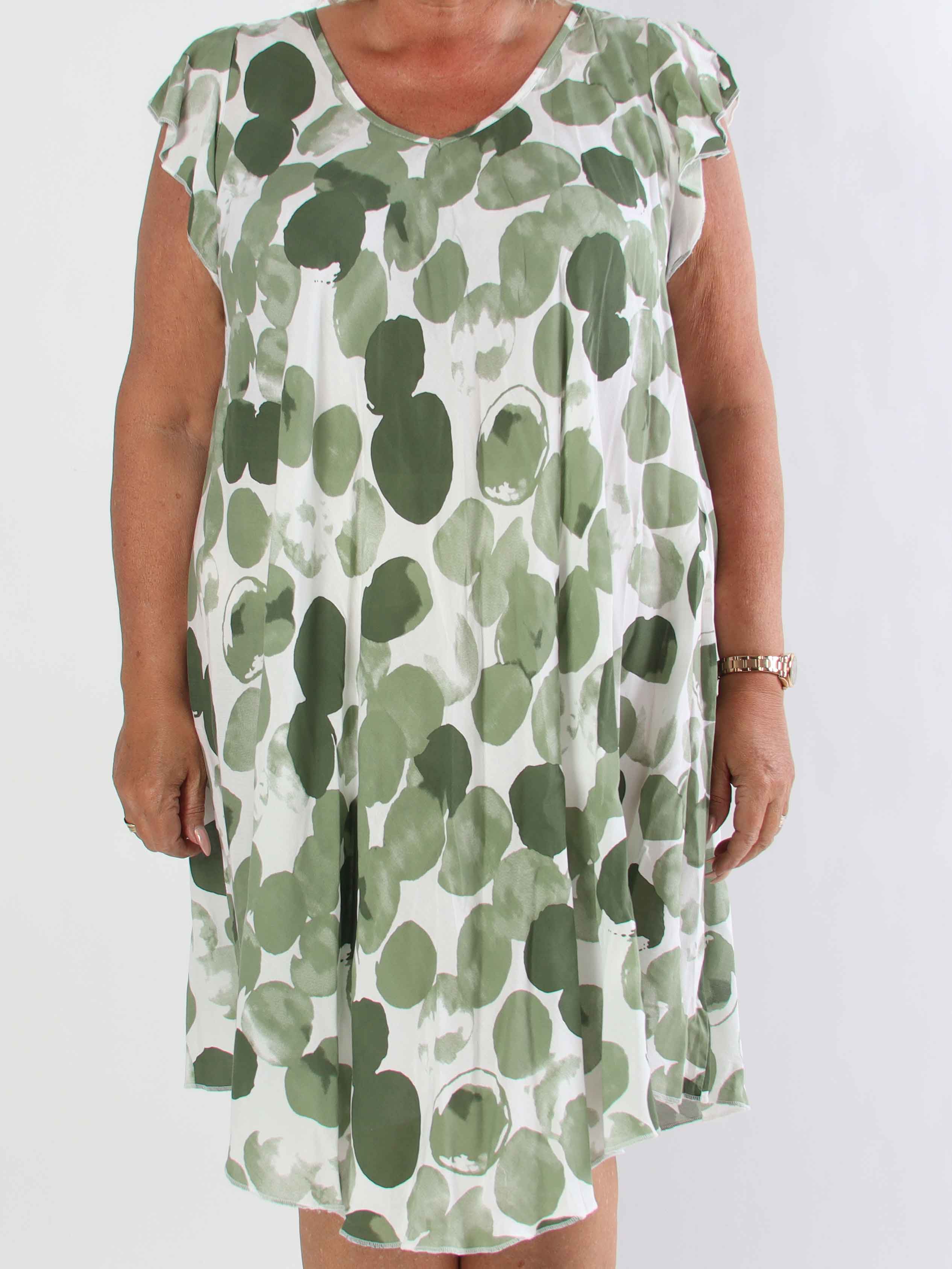 Akantha - Mönstrad plus size sommarklänning i lätt viskos